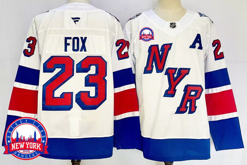 Men New York Rangers #23 Fox White Fanatics 2025 NHL Jersey style 4